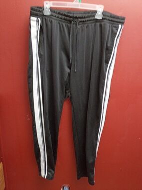 Athletic Works Black Joggers with White Side Stripes